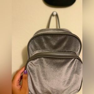 Mini backpack grey velvet
